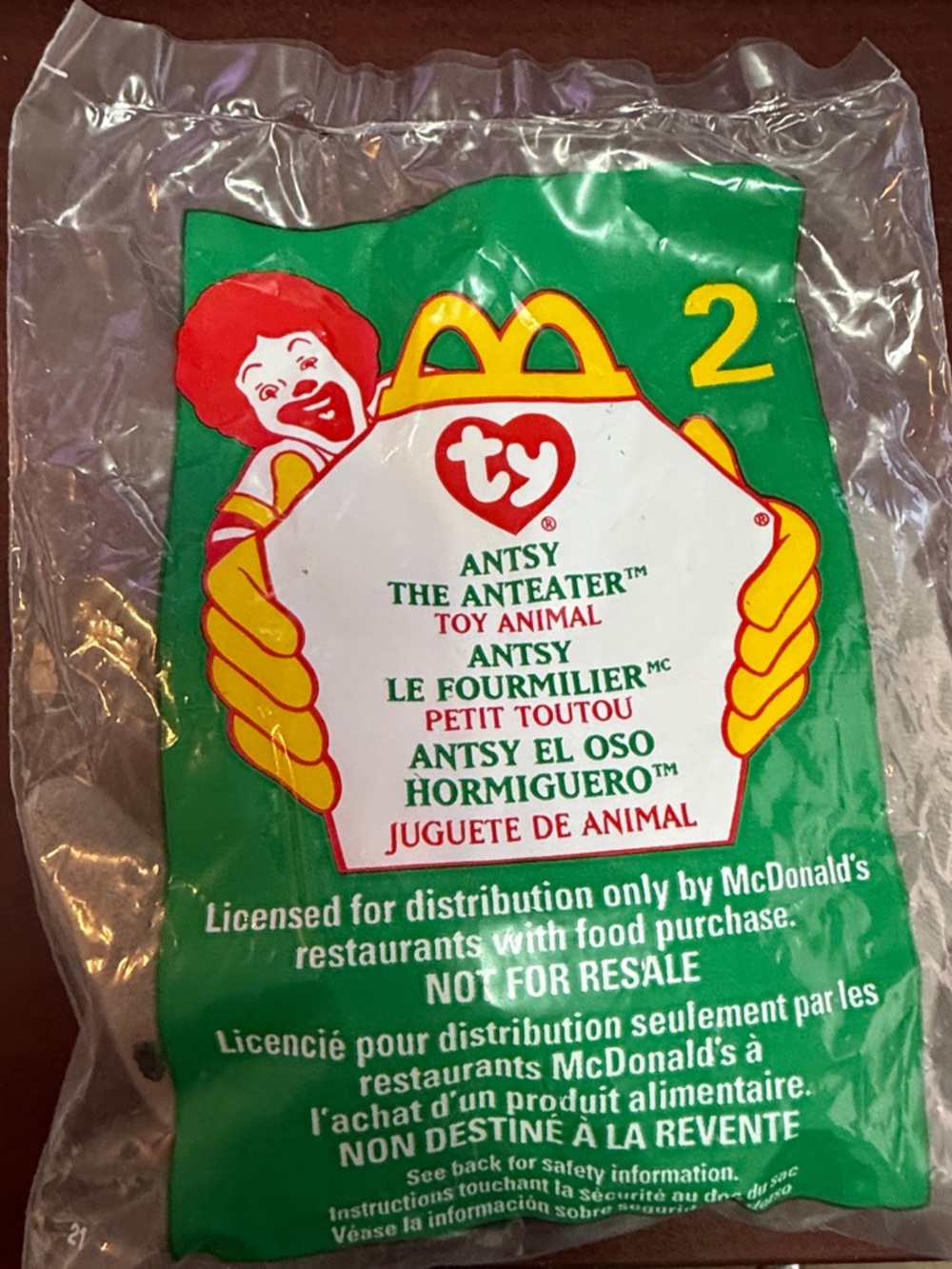 Vintage 1999 McDonald's TY Antsy the Anteater Toy Animal #2 NEW In‎ Package